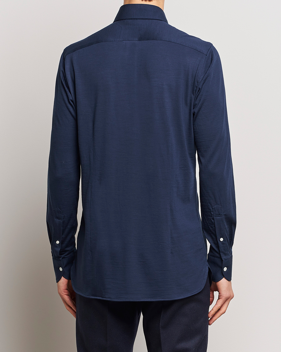 Herren | Hemden | 100Hands | Wool Cut Away Shirt Navy Blue