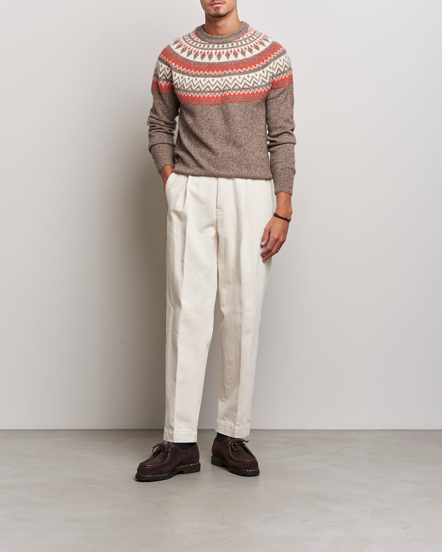 Herren | Pullover | Altea | Cashmere Blend Norwegian Sweater Beige/Red