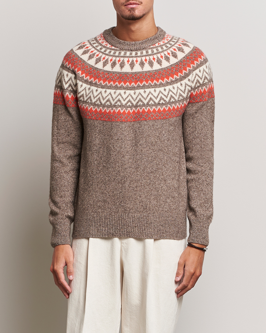 Herren | Pullover | Altea | Cashmere Blend Norwegian Sweater Beige/Red