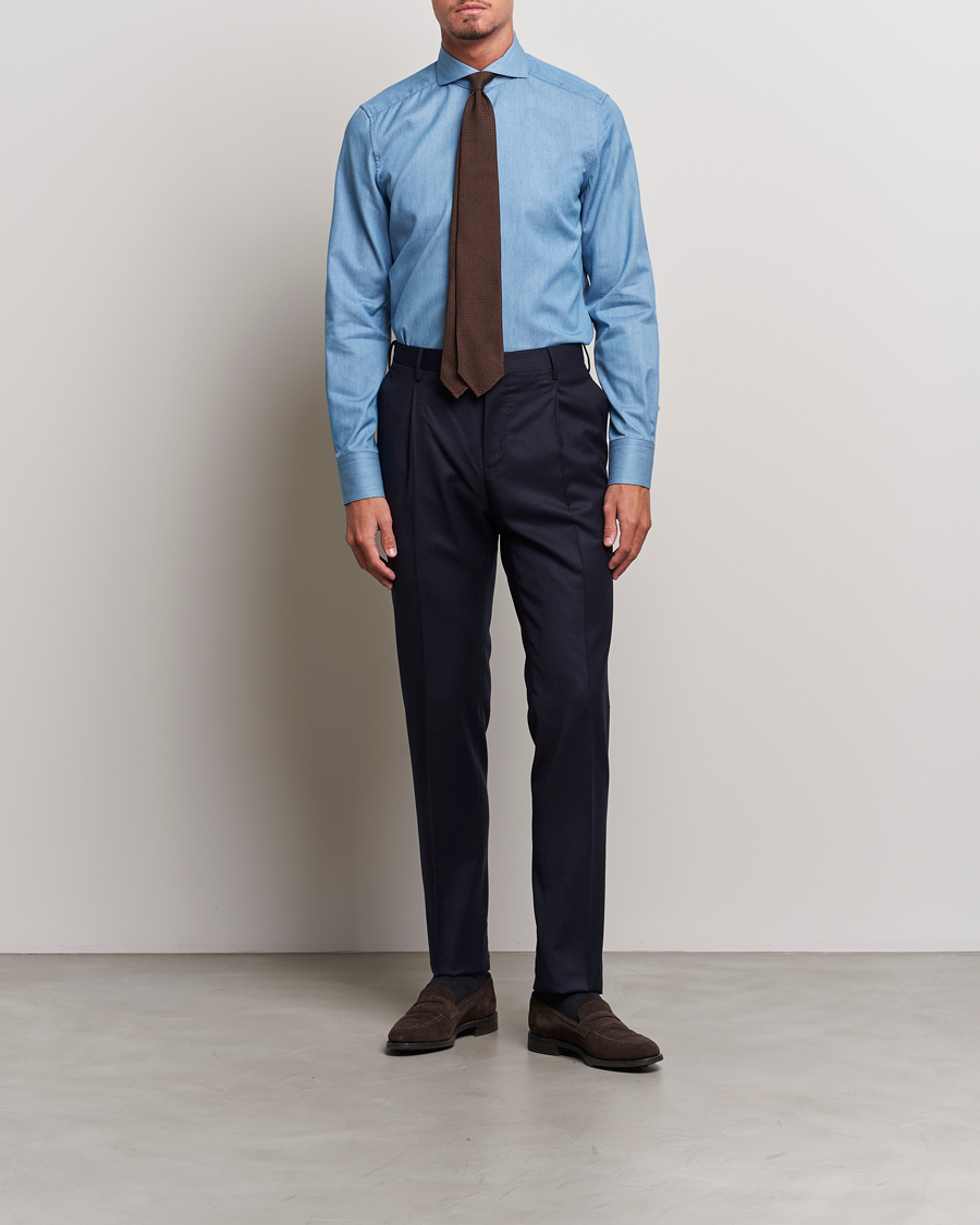 Herren | Hemden | Stenströms | 1899 Slim Denim Twill Shirt Indigo
