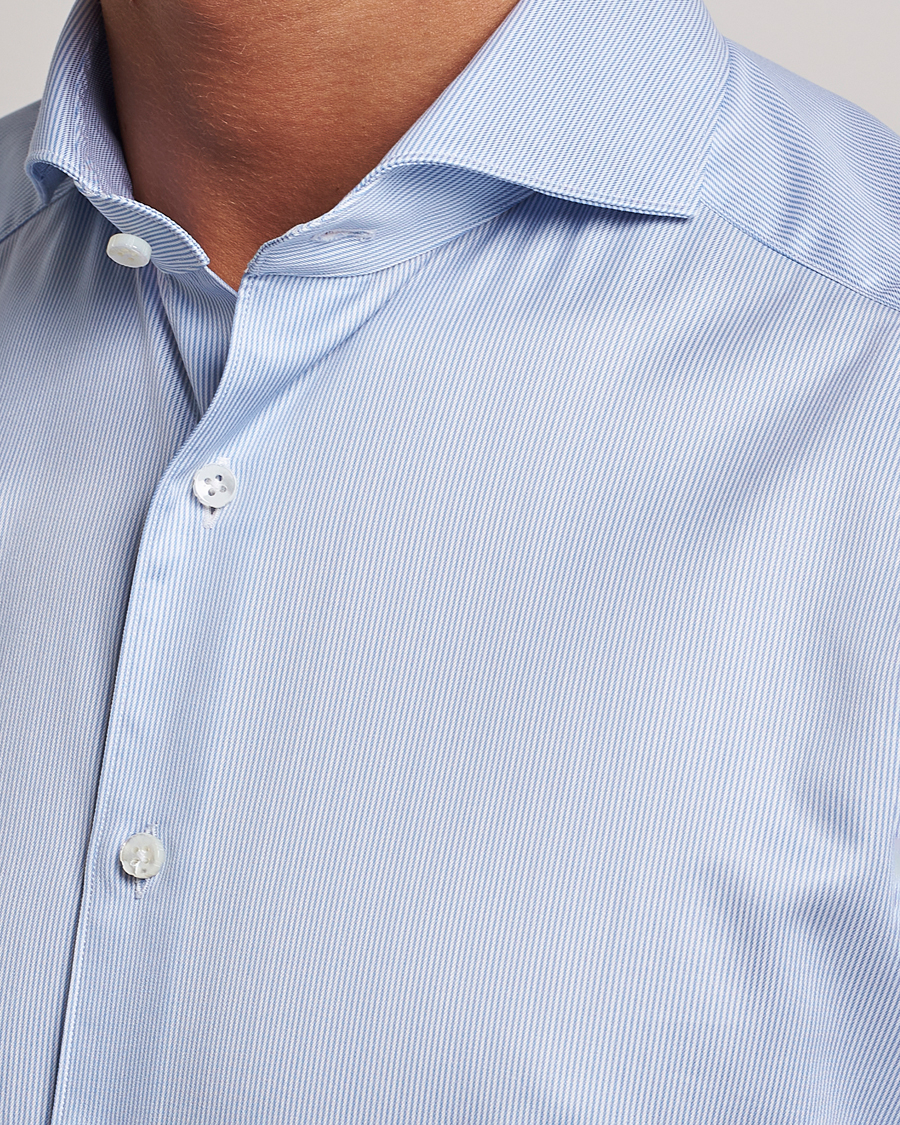 Herren | Hemden | Stenströms | 1899 Slim Supima Cotton Twill Stripe Shirt Blue