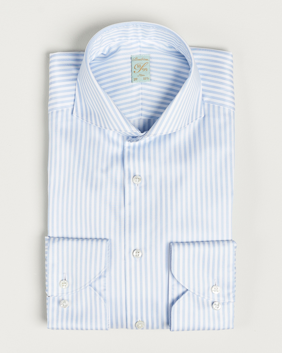 Herren | Hemden | Stenströms | 1899 Slim Supima Cotton Stripe Shirt Blue
