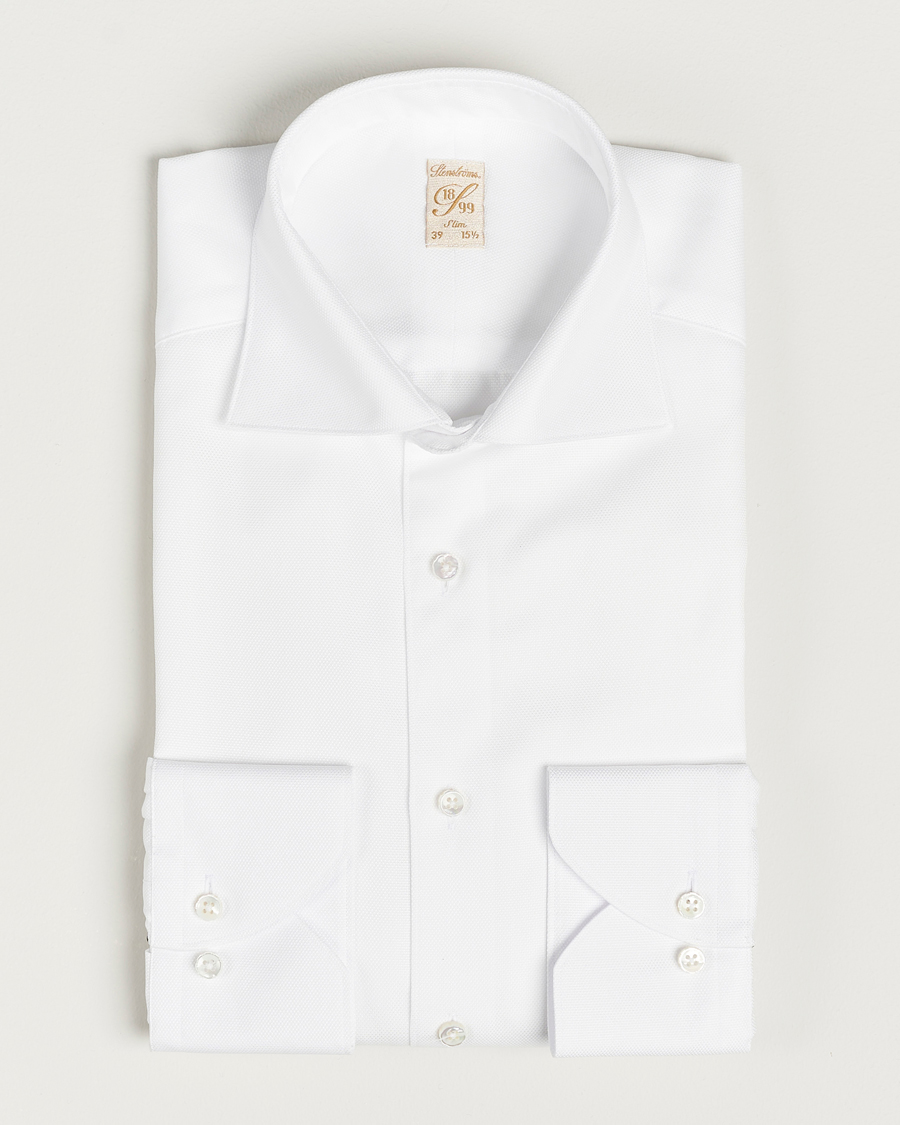Herren | Hemden | Stenströms | 1899 Slim Cotton Royal Oxford Shirt White