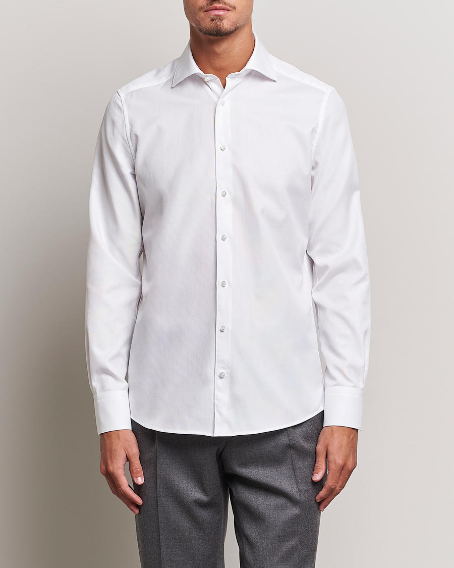 Herren | Hemden | Stenströms | 1899 Slim Cotton Royal Oxford Shirt White