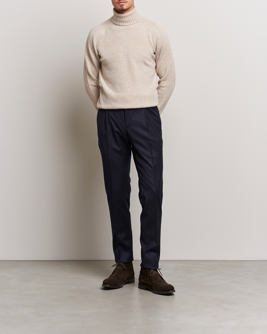 Herren | Pullover | Altea | Wool/Cashmere Crew Neck Rollneck Beige Melange