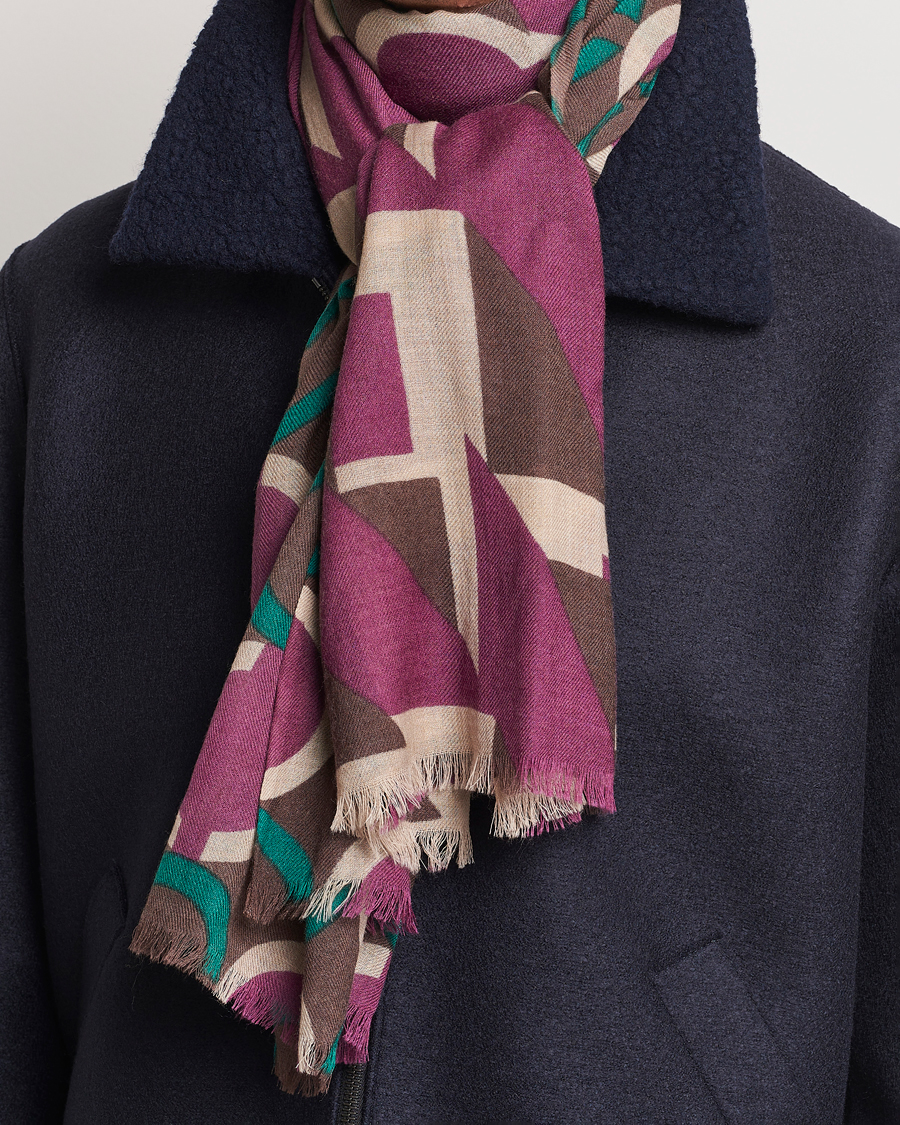 Herren | Altea Printed Wool Scarf Brown | Altea | Printed Wool Scarf Brown