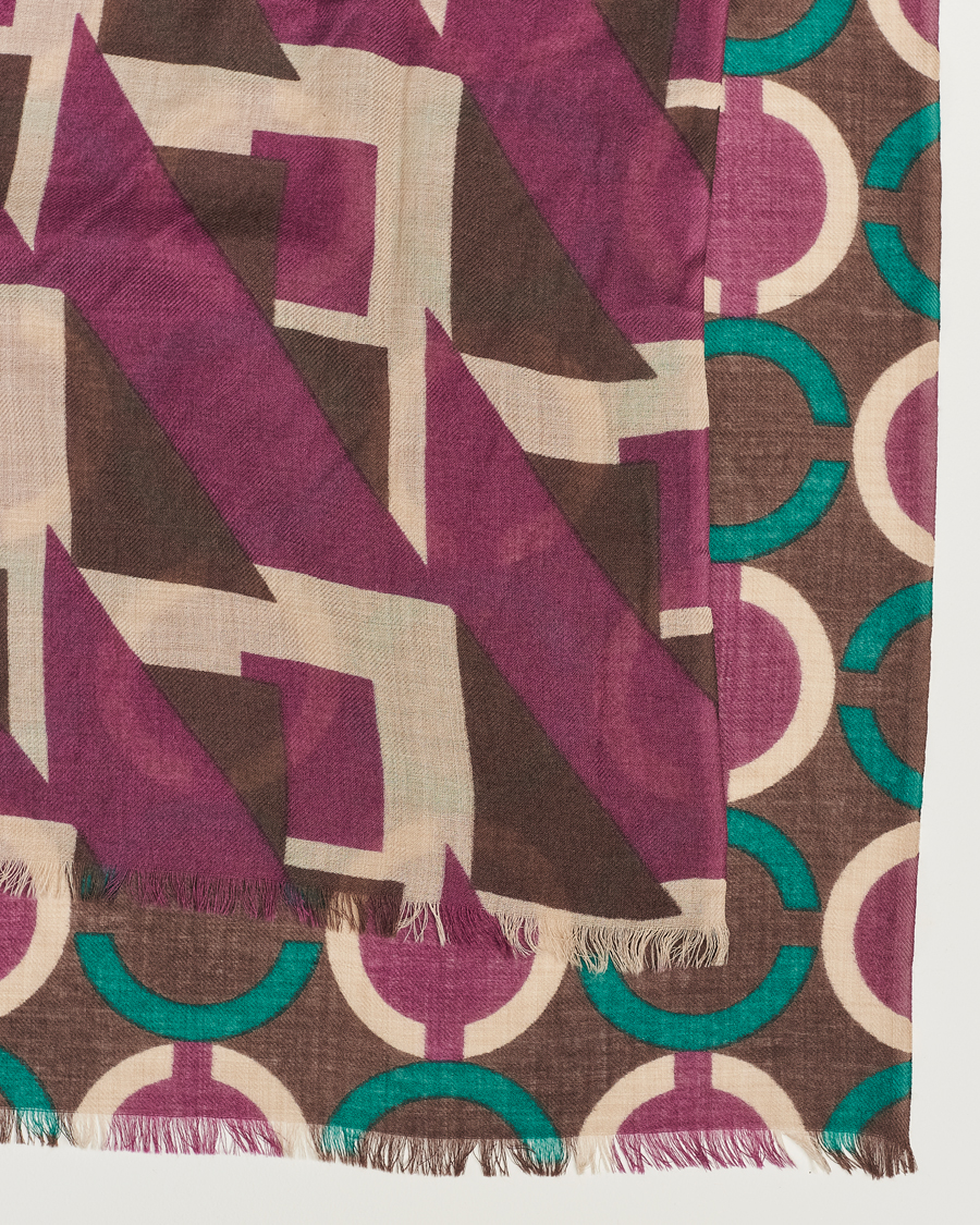 Herren | Altea Printed Wool Scarf Brown | Altea | Printed Wool Scarf Brown