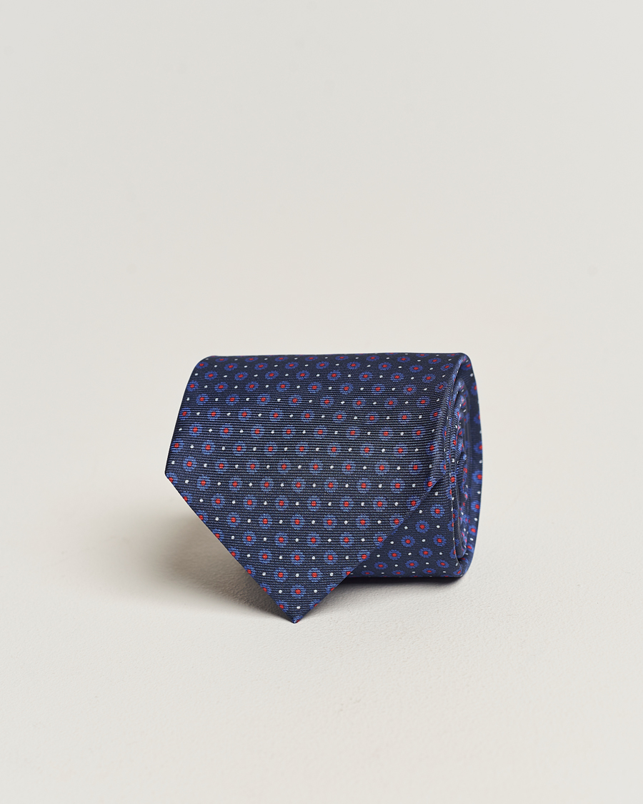 Herren | Altea Printed Silk Tie Navy/Red | Altea | Printed Silk Tie Navy/Red