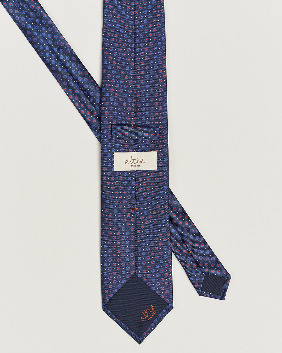 Herren | Altea Printed Silk Tie Navy/Red | Altea | Printed Silk Tie Navy/Red
