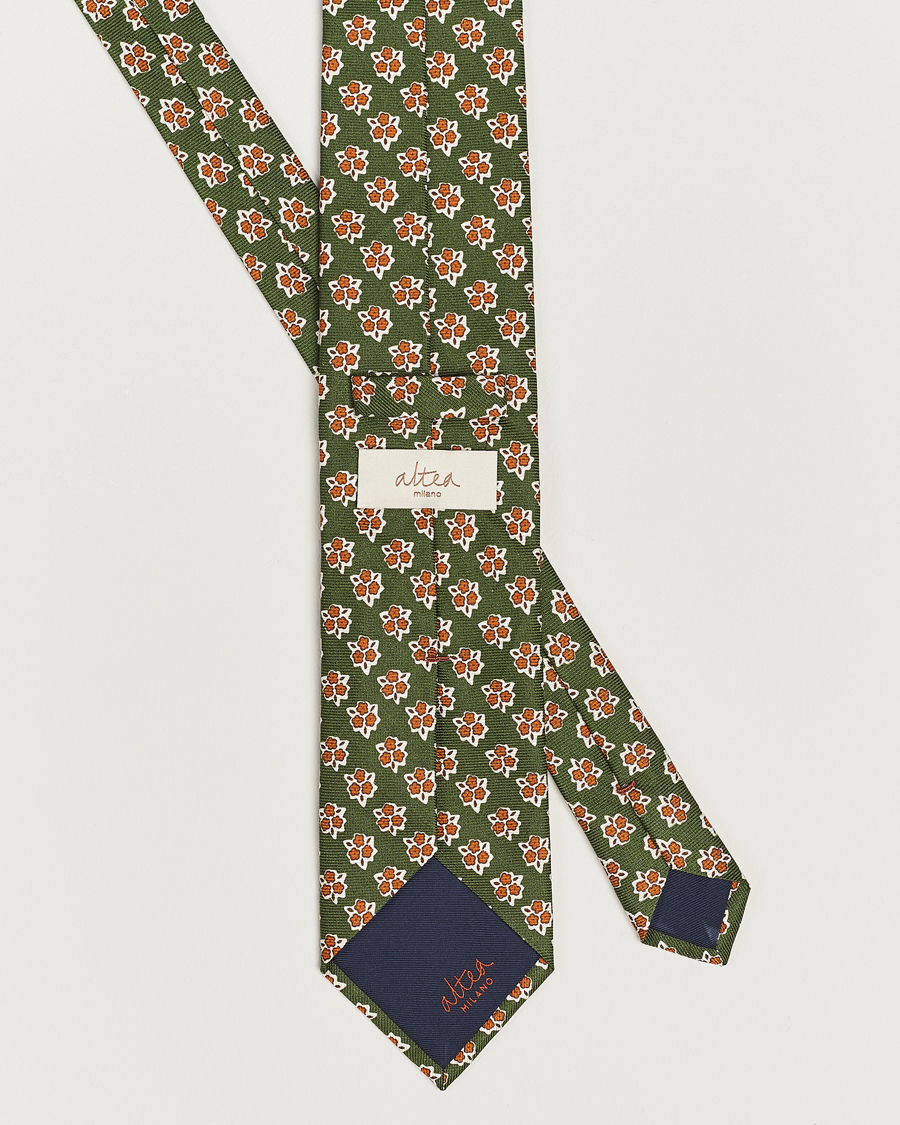 Herren | Altea Printed Silk Tie Green | Altea | Printed Silk Tie Green