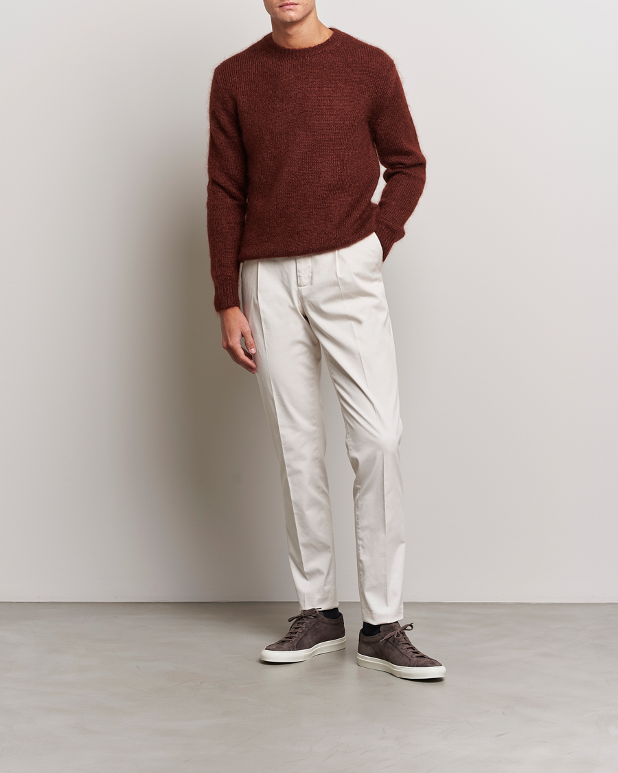 Herren | Pullover | Massimo Alba | Alder Mohair/Silk Crew Neck Burnt Orange