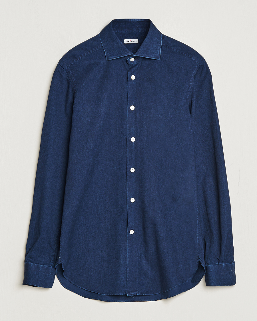 Herren | Hemden | Kiton | Slim Fit Denim Shirt Dark Blue Wash