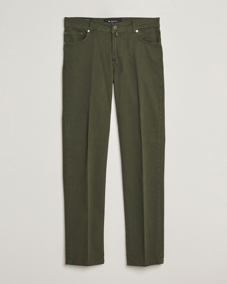 Herren | Hosen | Kiton | Slim Fit Cashmere/Cotton 5-Pocket Pants Dark Green