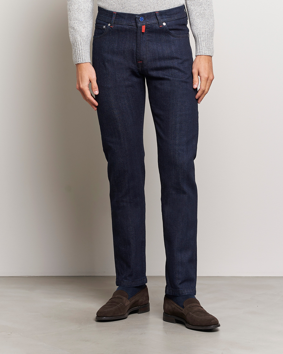 Herren | Jeans | Kiton | Slim Fit Stretch Jeans Dark Blue Wash
