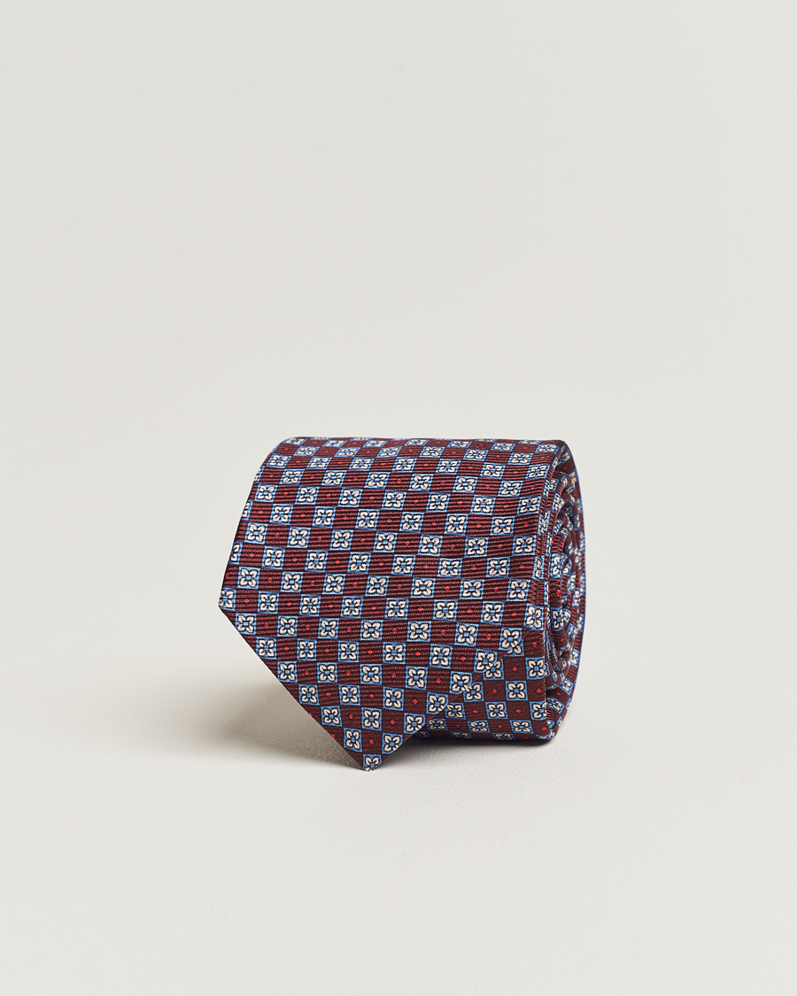 Herren | Kiton Micro Print Silk Tie Burgundy | Kiton | Micro Print Silk Tie Burgundy