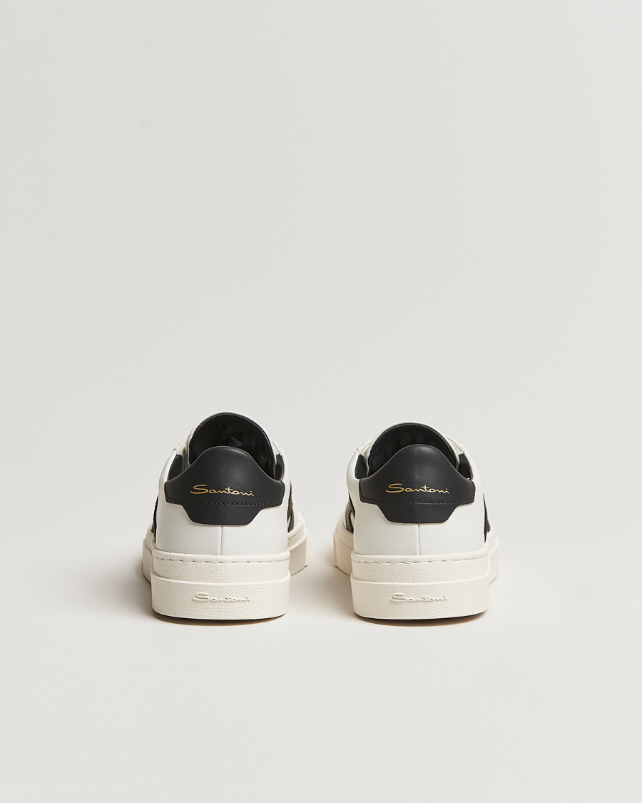 Herren | Santoni Double Buckle Sneakers White/Black | Santoni | Double Buckle Sneakers White/Black