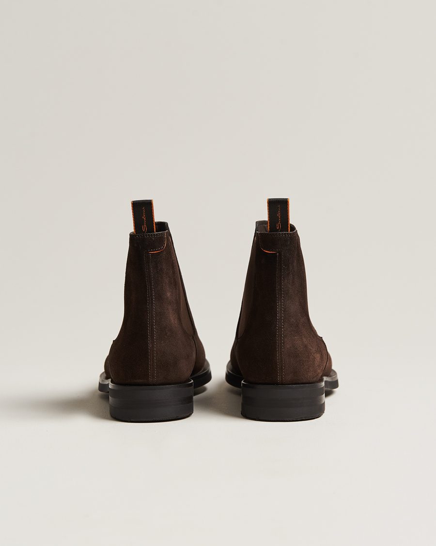 Herren | Santoni Chelsea Boots Dark Brown Suede | Santoni | Chelsea Boots Dark Brown Suede