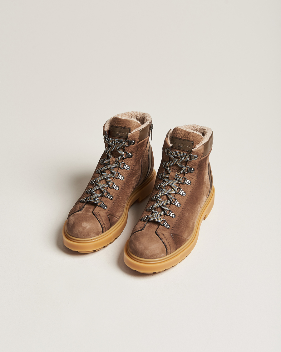 Herren | Santoni St Moritz Winter Boots Brown Nubuck | Santoni | St Moritz Winter Boots Brown Nubuck