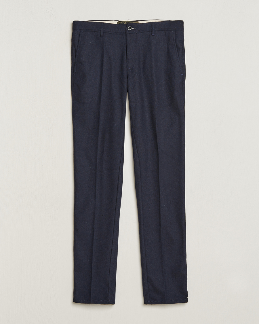 Herren | Hosen | Incotex | Slim Fit Washed Flannel Stretch Slacks Navy