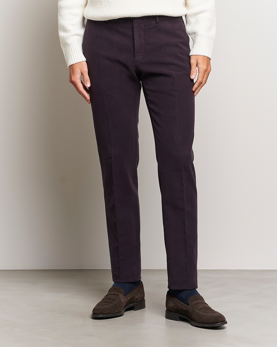 Herren | Hosen | Incotex | Slim Fit Luxury Moleskine Trousers Burgundy