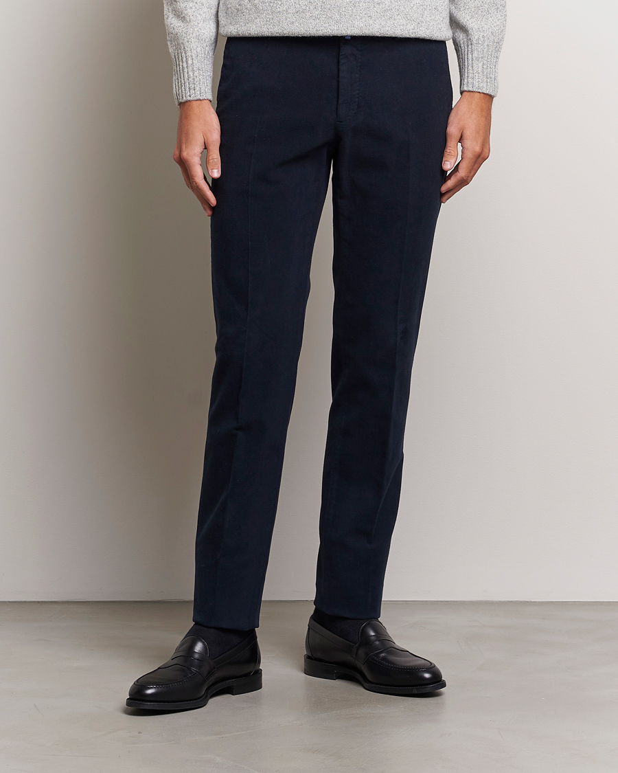 Herren | Hosen | Incotex | Slim Fit Luxury Moleskine Trousers Navy