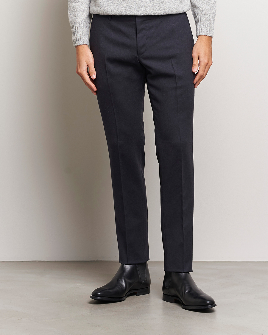 Herren |  | Incotex | Slim Fit Washable Flannel Trousers Navy