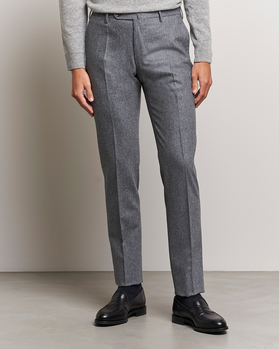 Herren | Hosen | Incotex | Slim Fit Carded Flannel Trousers Grey Melange