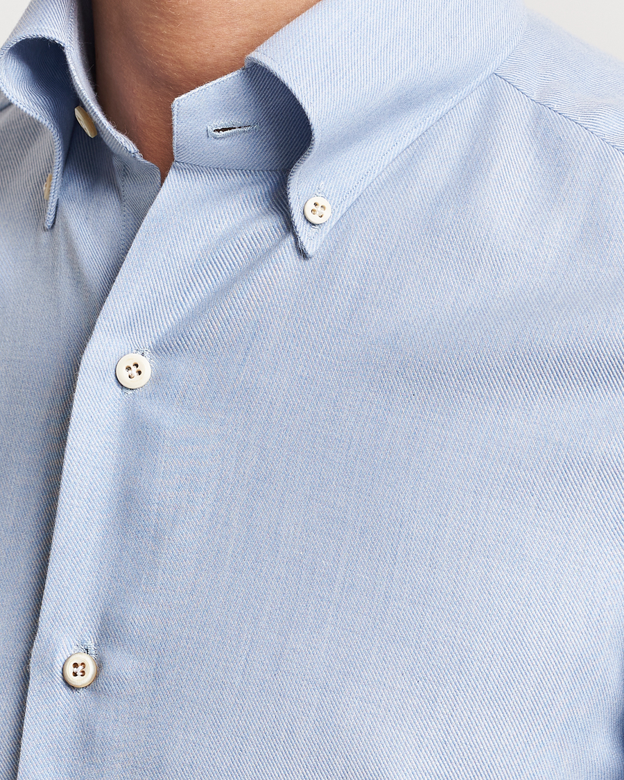 Herren | Hemden | Finamore Napoli | Milano Slim Cashmere BD Shirt Light Blue