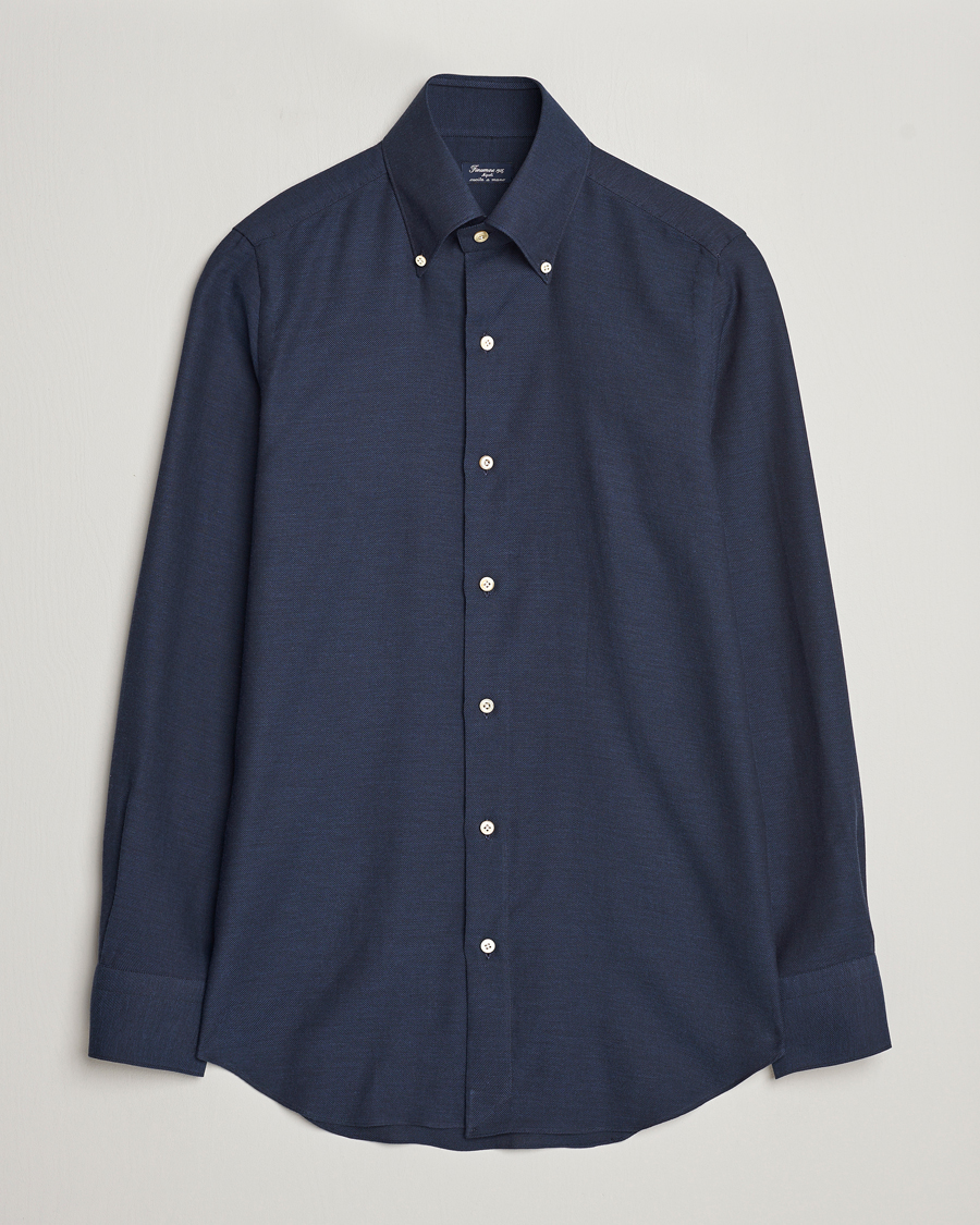 Herren | Hemden | Finamore Napoli | Milano Slim Cashmere BD Shirt Navy