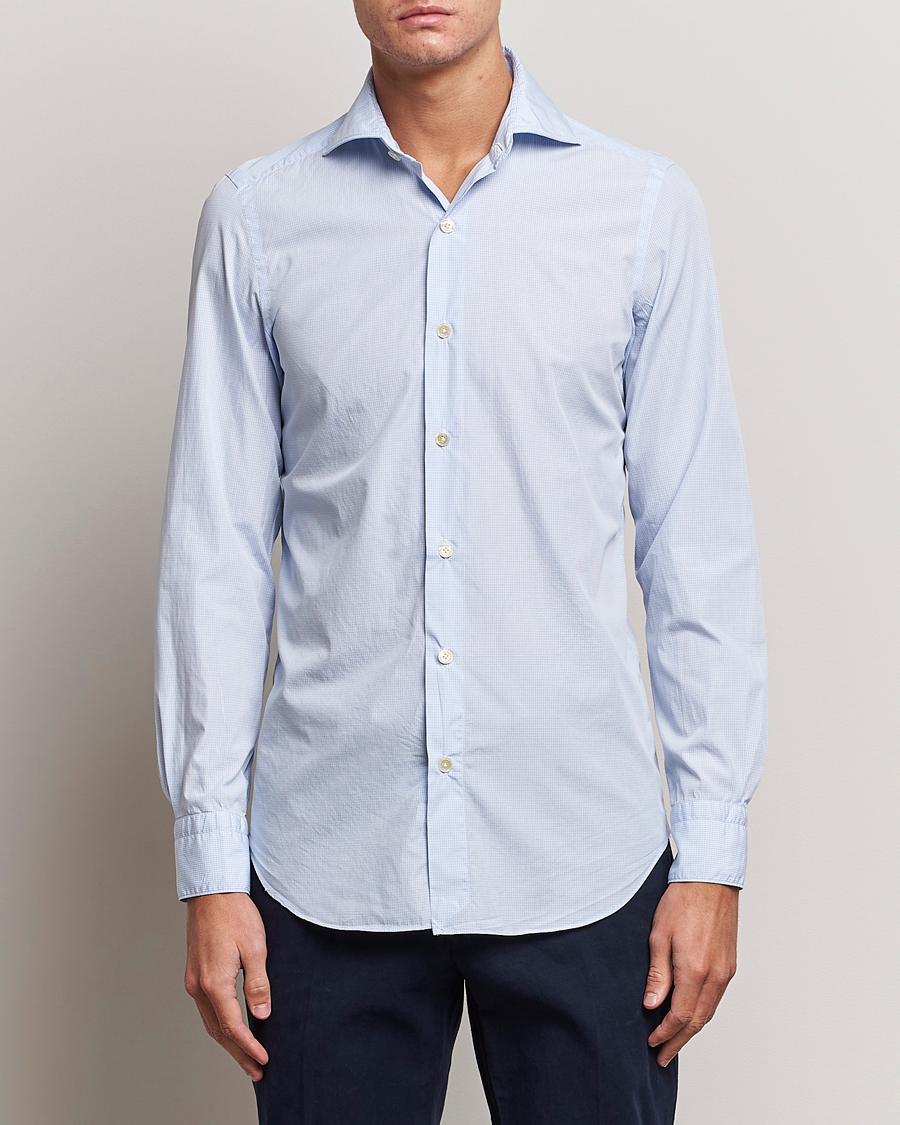 Herren | Hemden | Finamore Napoli | Milano Slim Washed Dress Shirt Blue Check