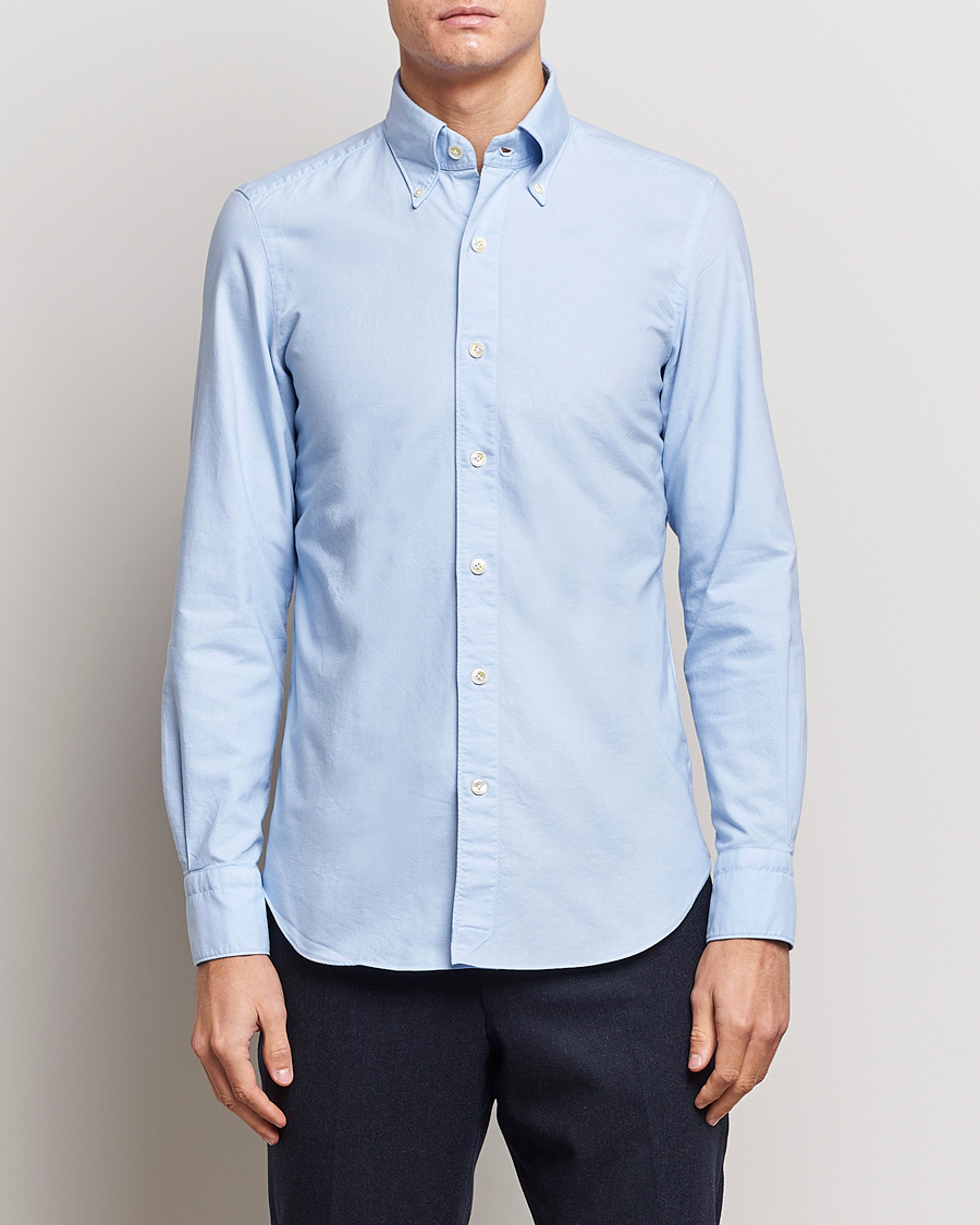 Herren | Hemden | Finamore Napoli | Tokyo Slim Oxford Button Down Shirt Light Blue