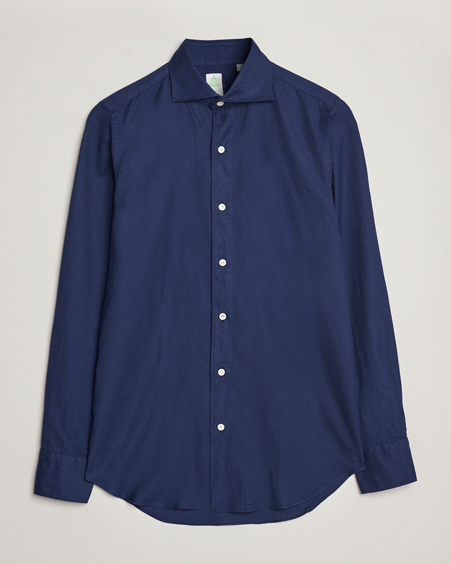 Herren | Hemden | Finamore Napoli | Tokyo Slim Flannel Shirt Navy