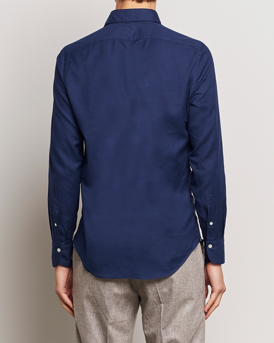 Herren | Hemden | Finamore Napoli | Tokyo Slim Flannel Shirt Navy
