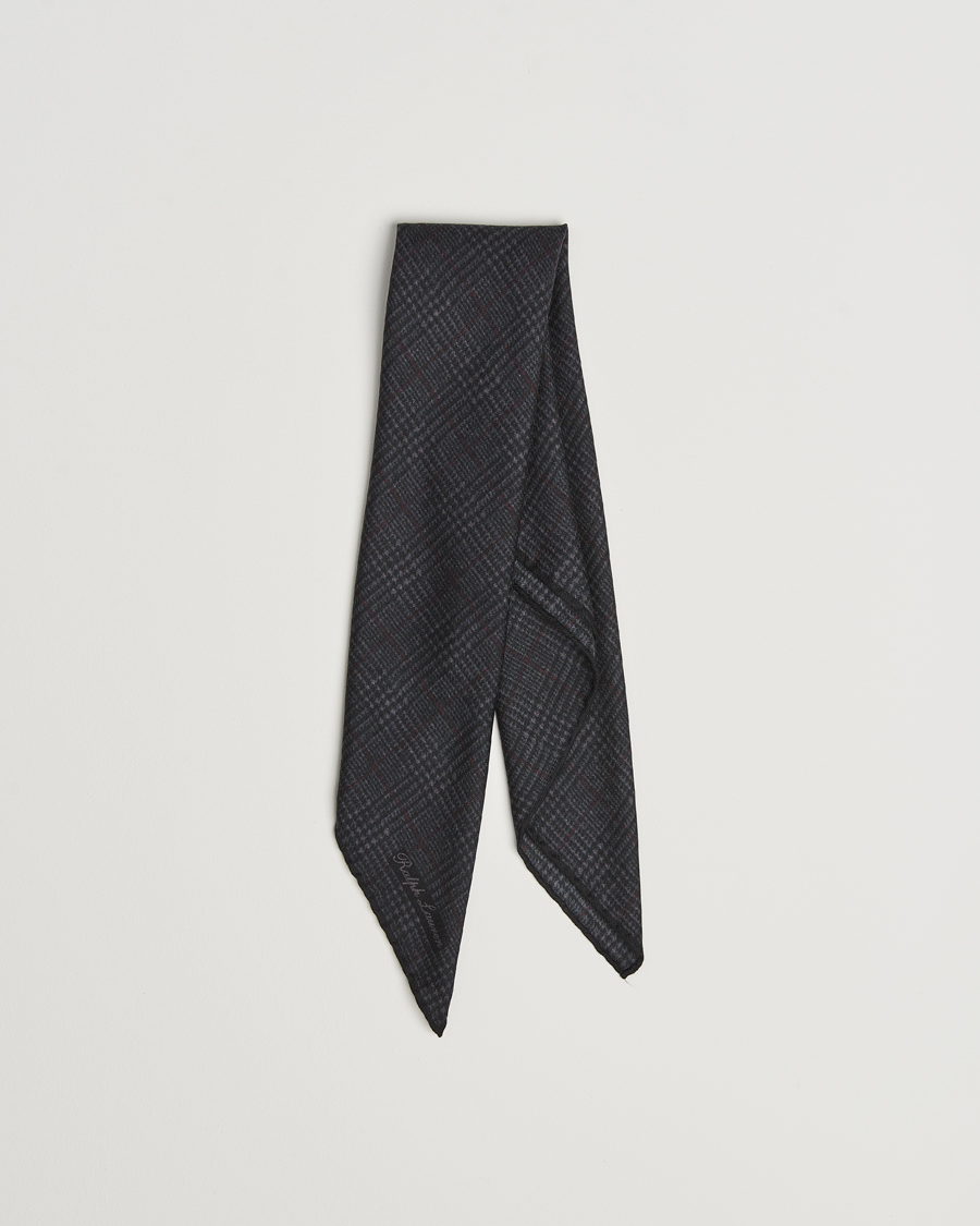 Herren | Ralph Lauren Purple Label Glencheck Wool Scarf Charcoal | Ralph Lauren Purple Label | Glencheck Wool Scarf Charcoal