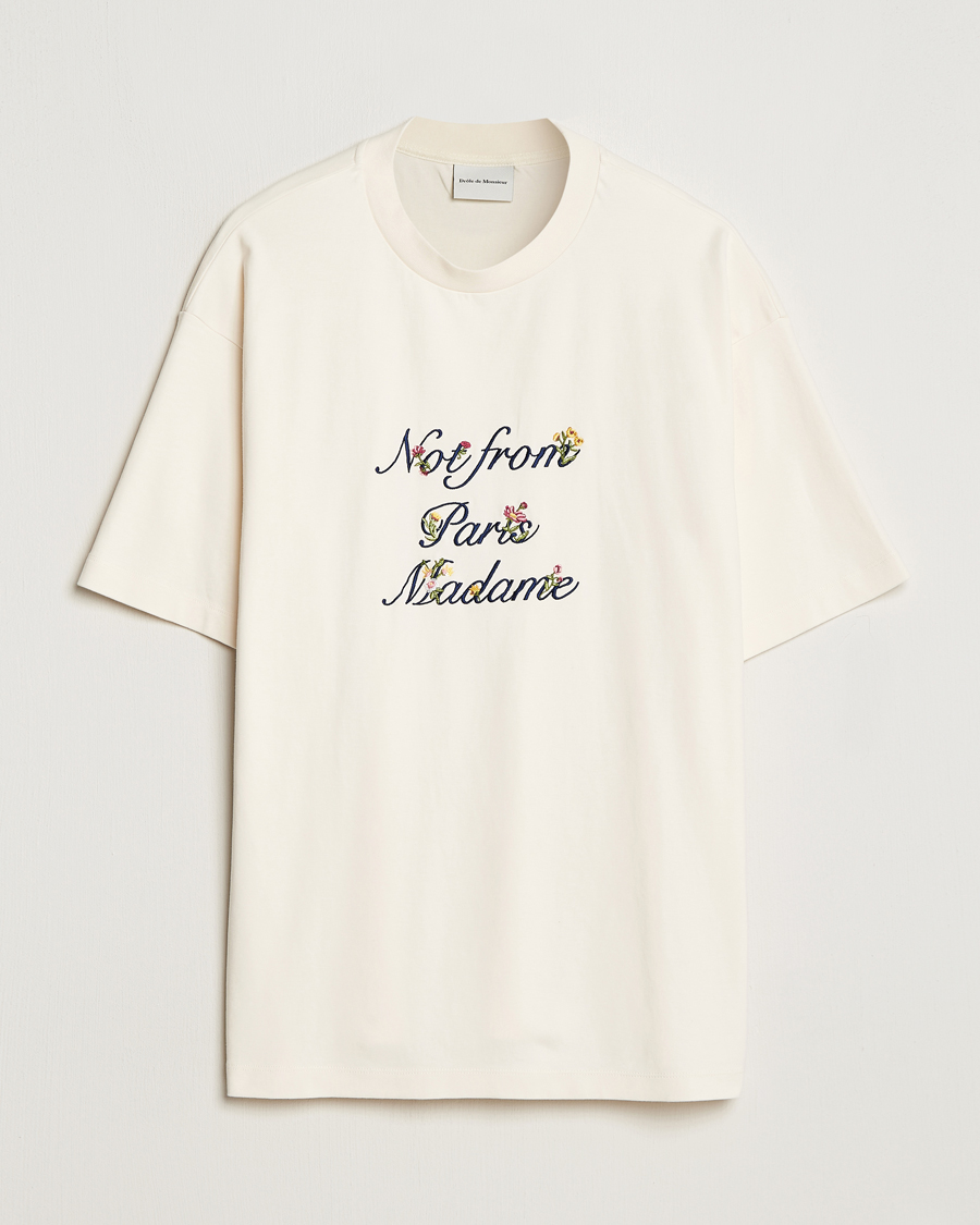 Herren | T-Shirts | Drôle de Monsieur | Flower Slogan T-Shirt Cream