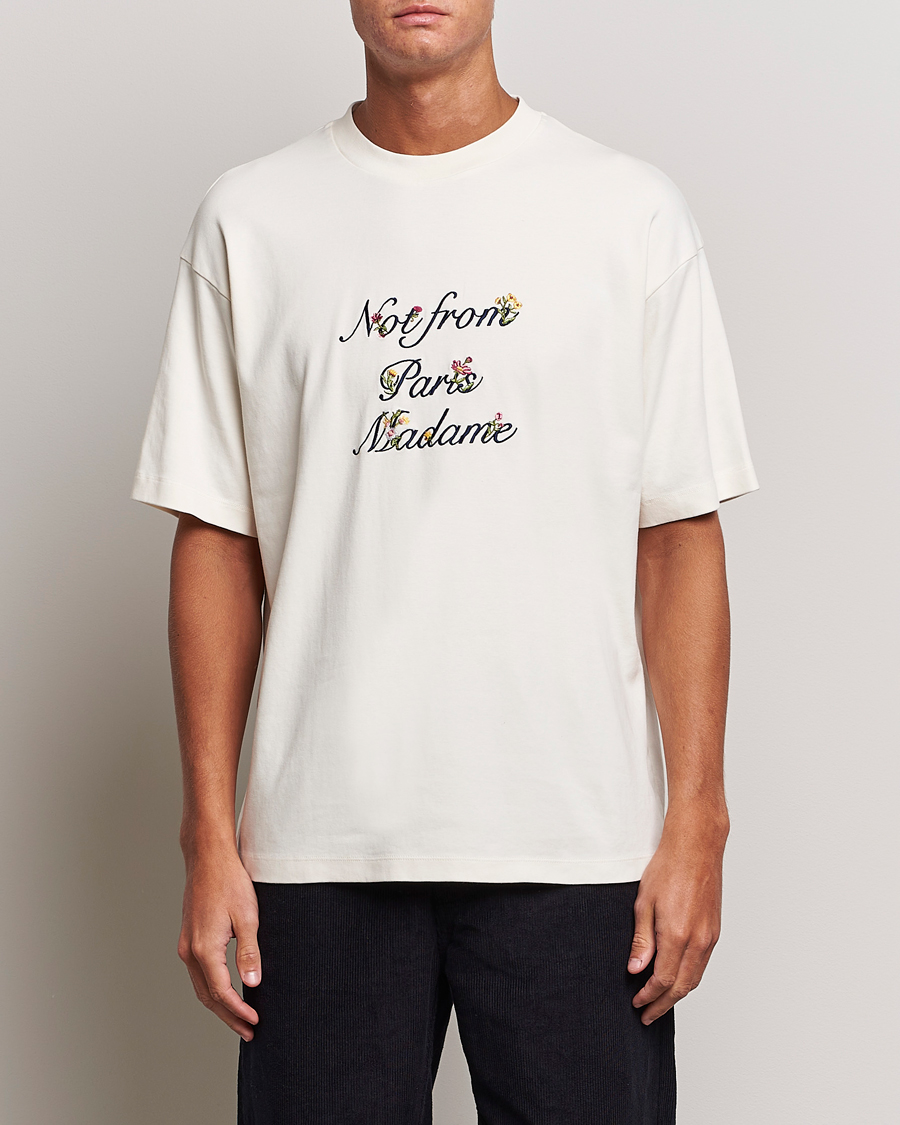 Herren | T-Shirts | Drôle de Monsieur | Flower Slogan T-Shirt Cream