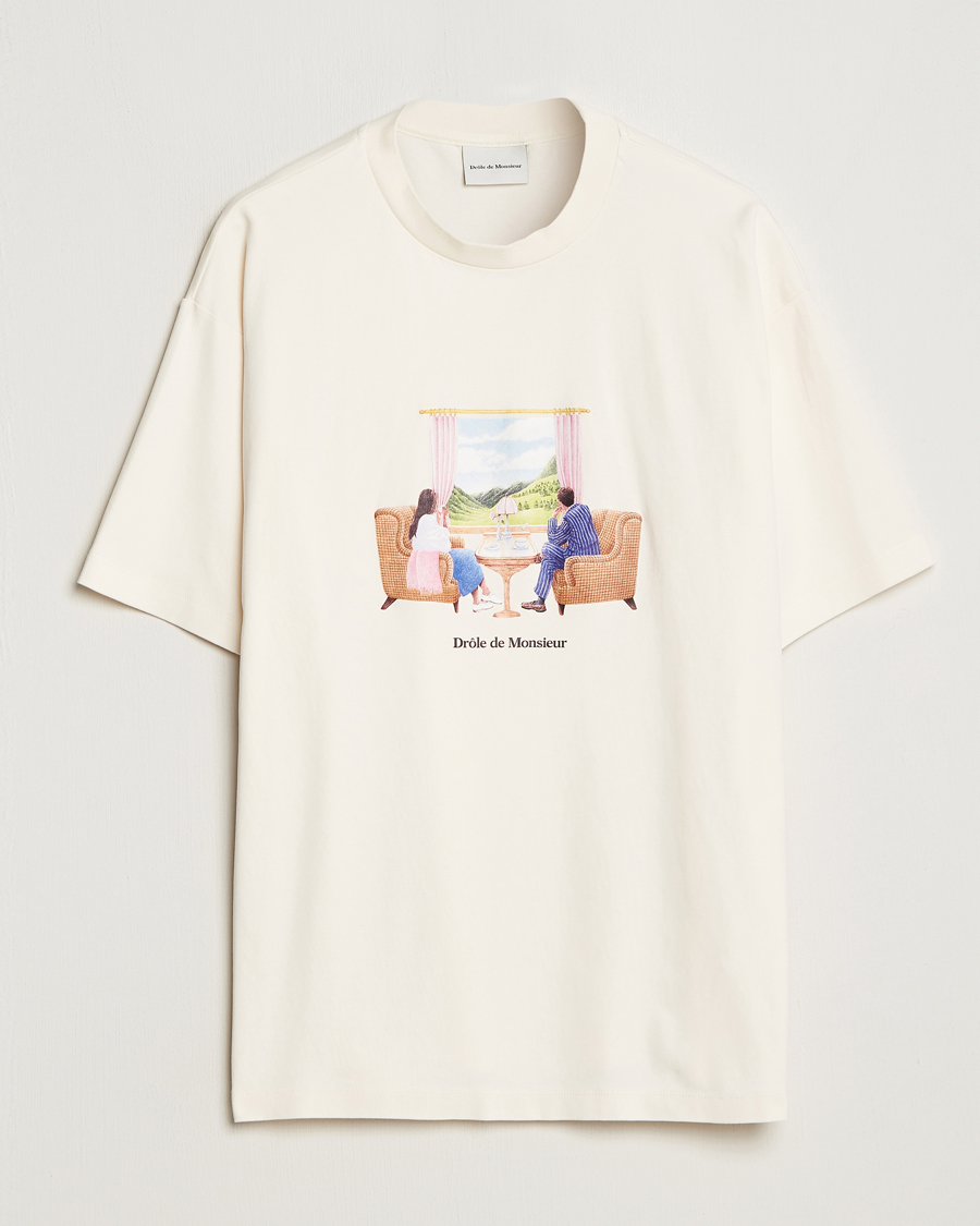 Herren | T-Shirts | Drôle de Monsieur | Voyage T-Shirt Cream