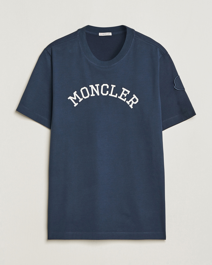 Herren | T-Shirts | Moncler | Lettering T-Shirt Navy