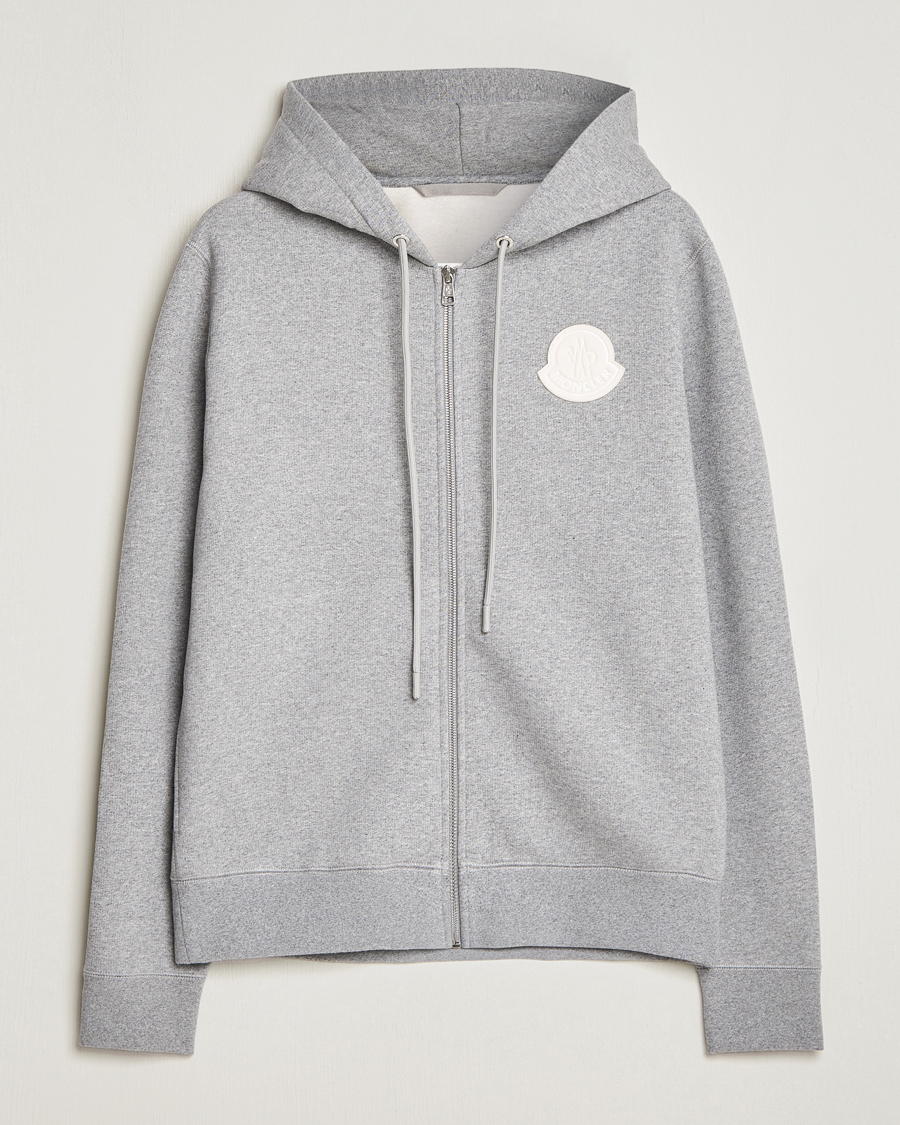 Herren | Pullover | Moncler | Patch Logo Zip Hoodie Light Grey