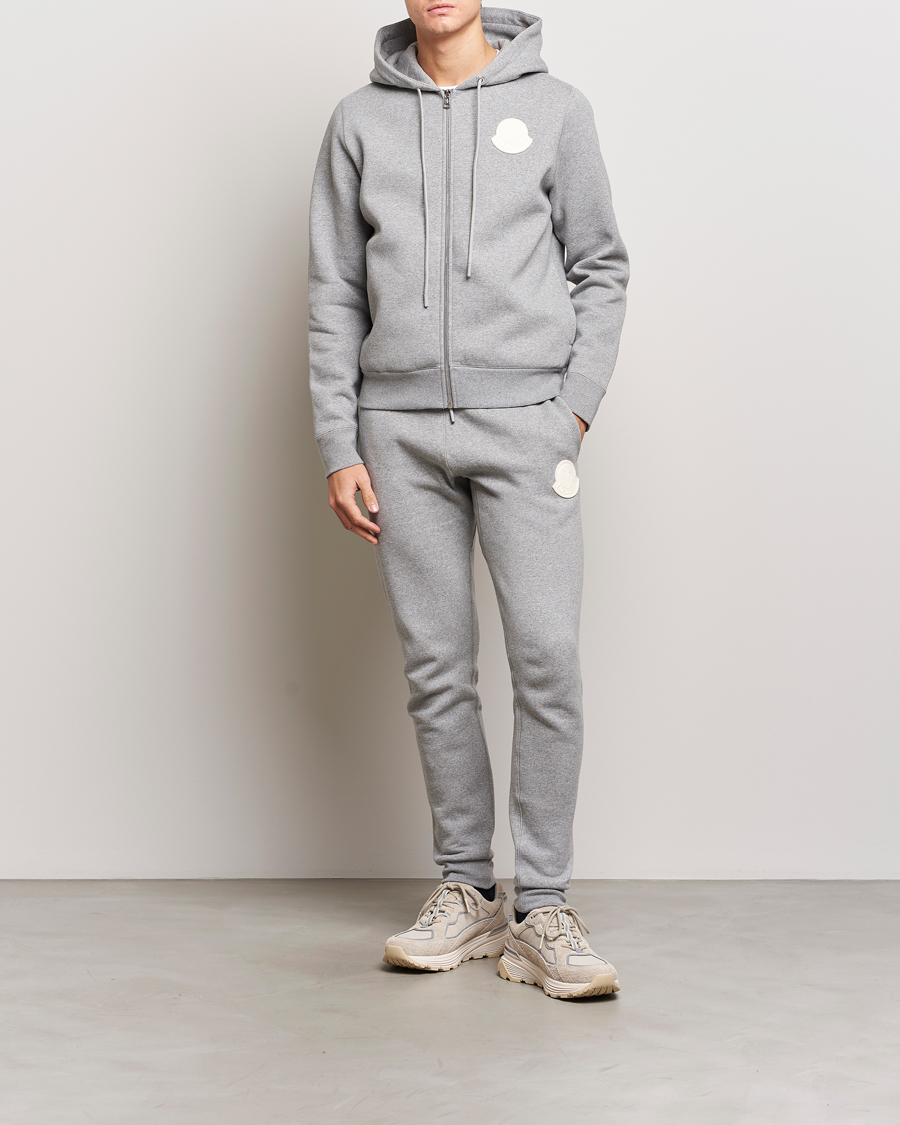 Herren | Pullover | Moncler | Patch Logo Zip Hoodie Light Grey