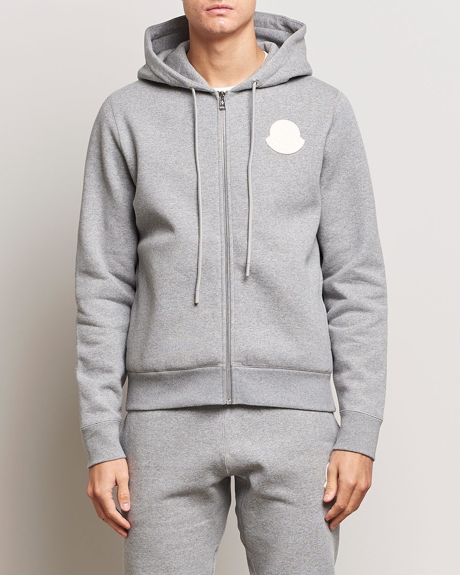 Herren | Pullover | Moncler | Patch Logo Zip Hoodie Light Grey