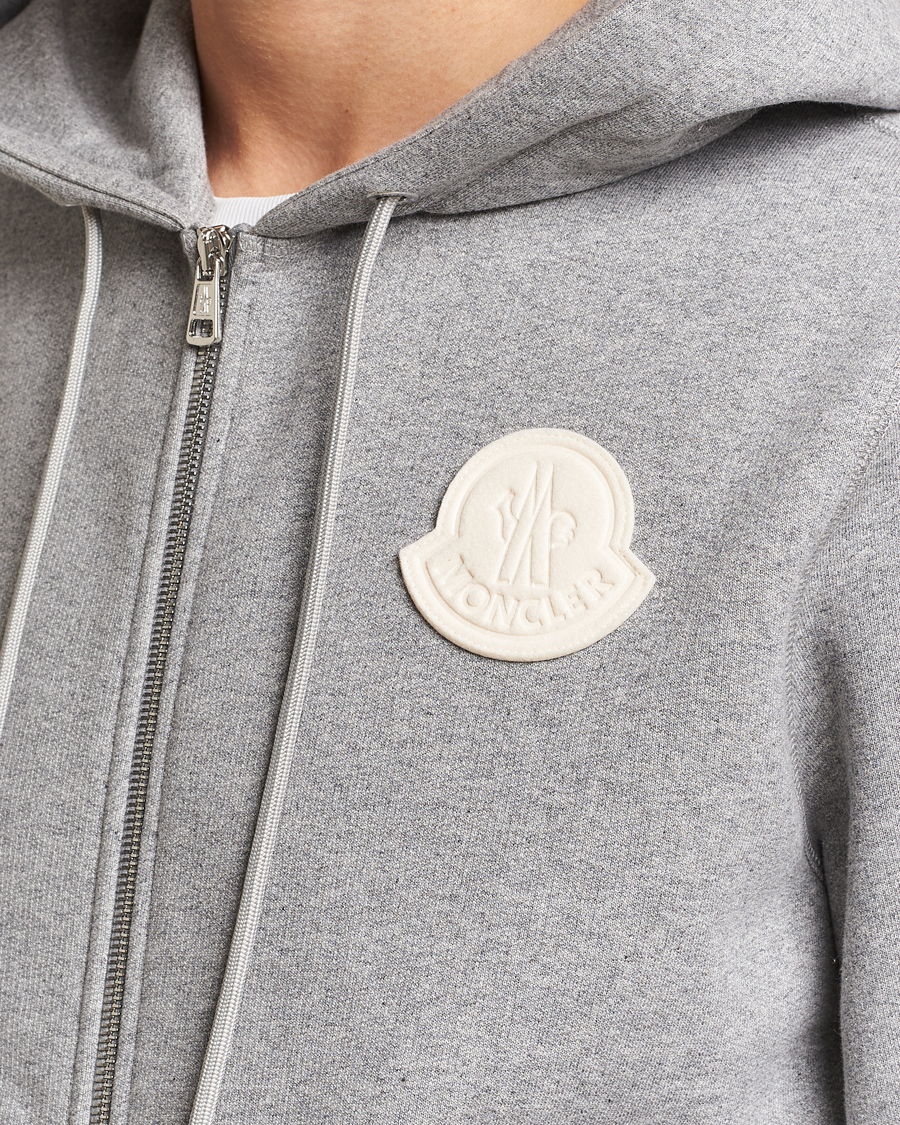 Herren | Pullover | Moncler | Patch Logo Zip Hoodie Light Grey
