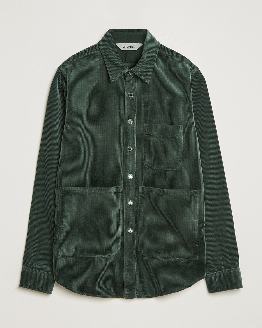 Herren | Hemden | Aspesi | Corduroy Utility Shirt Dark Military