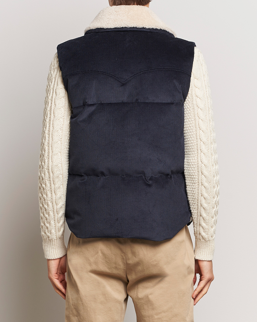 Herren | Jacken | Valstar | Corduroy Shearling Collar Down Vest Navy