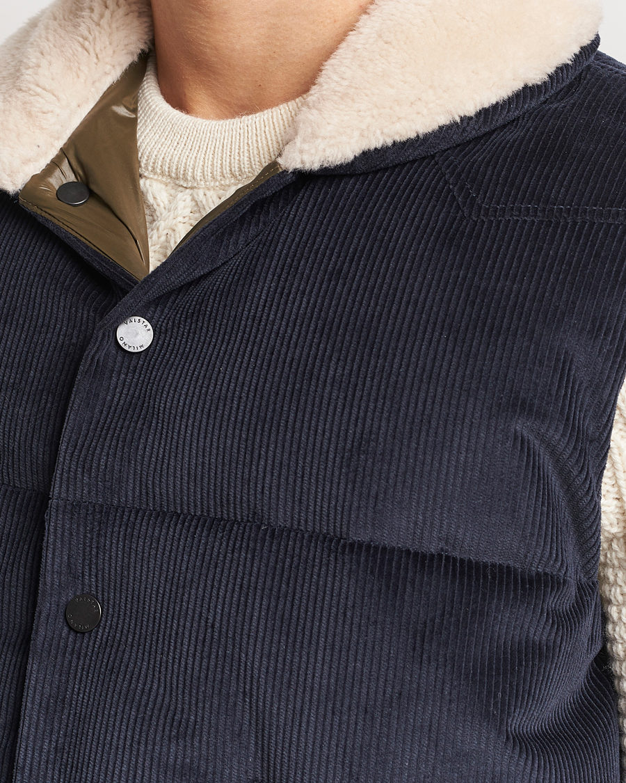 Herren | Jacken | Valstar | Corduroy Shearling Collar Down Vest Navy