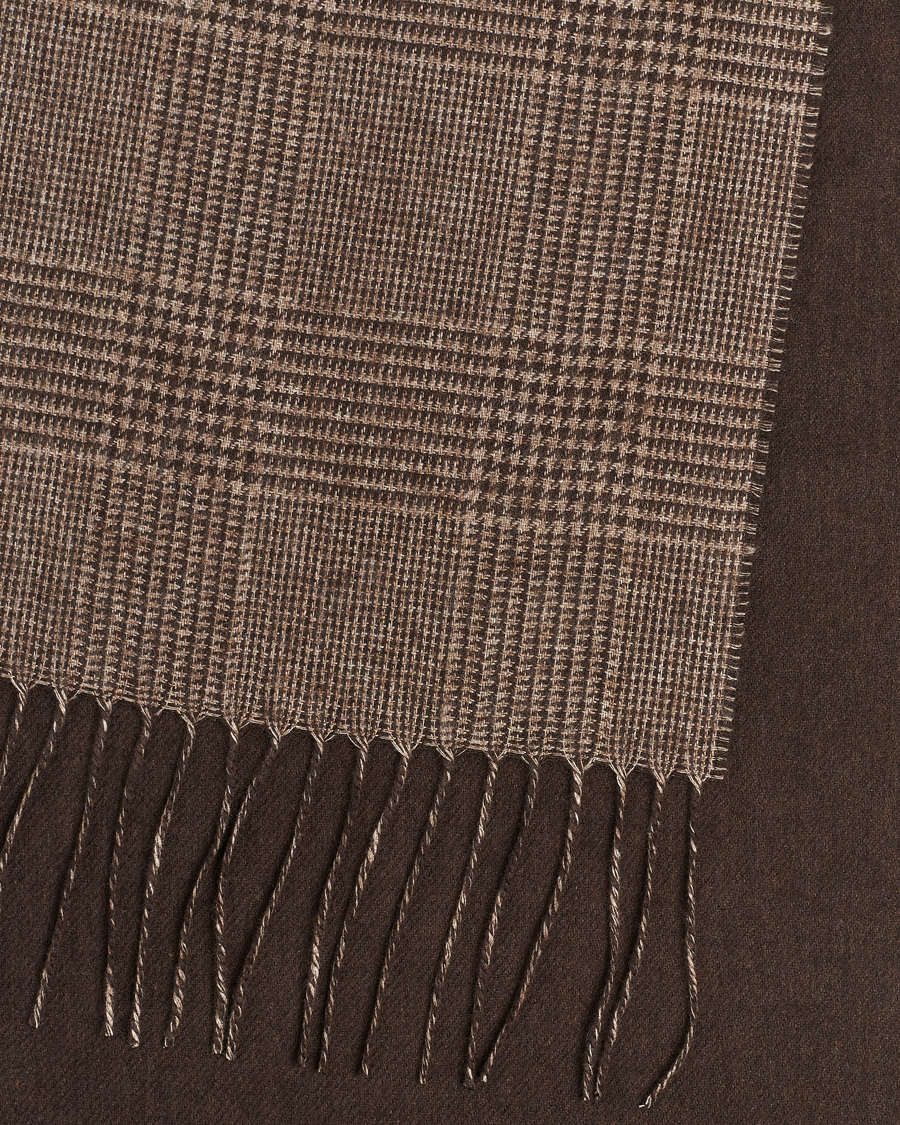Herren | Piacenza Cashmere Cashmere/Silk Glencheck Scarf Brown | Piacenza Cashmere | Cashmere/Silk Glencheck Scarf Brown