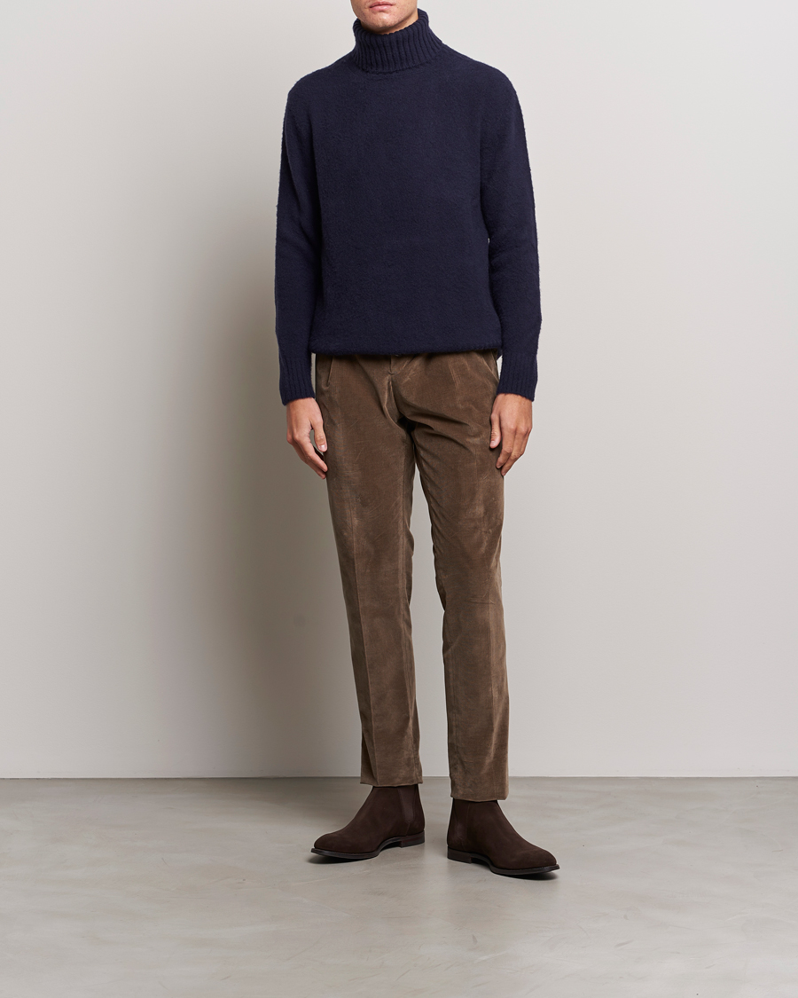 Herren | Pullover | Piacenza Cashmere | Brushed Wool Rollneck Navy