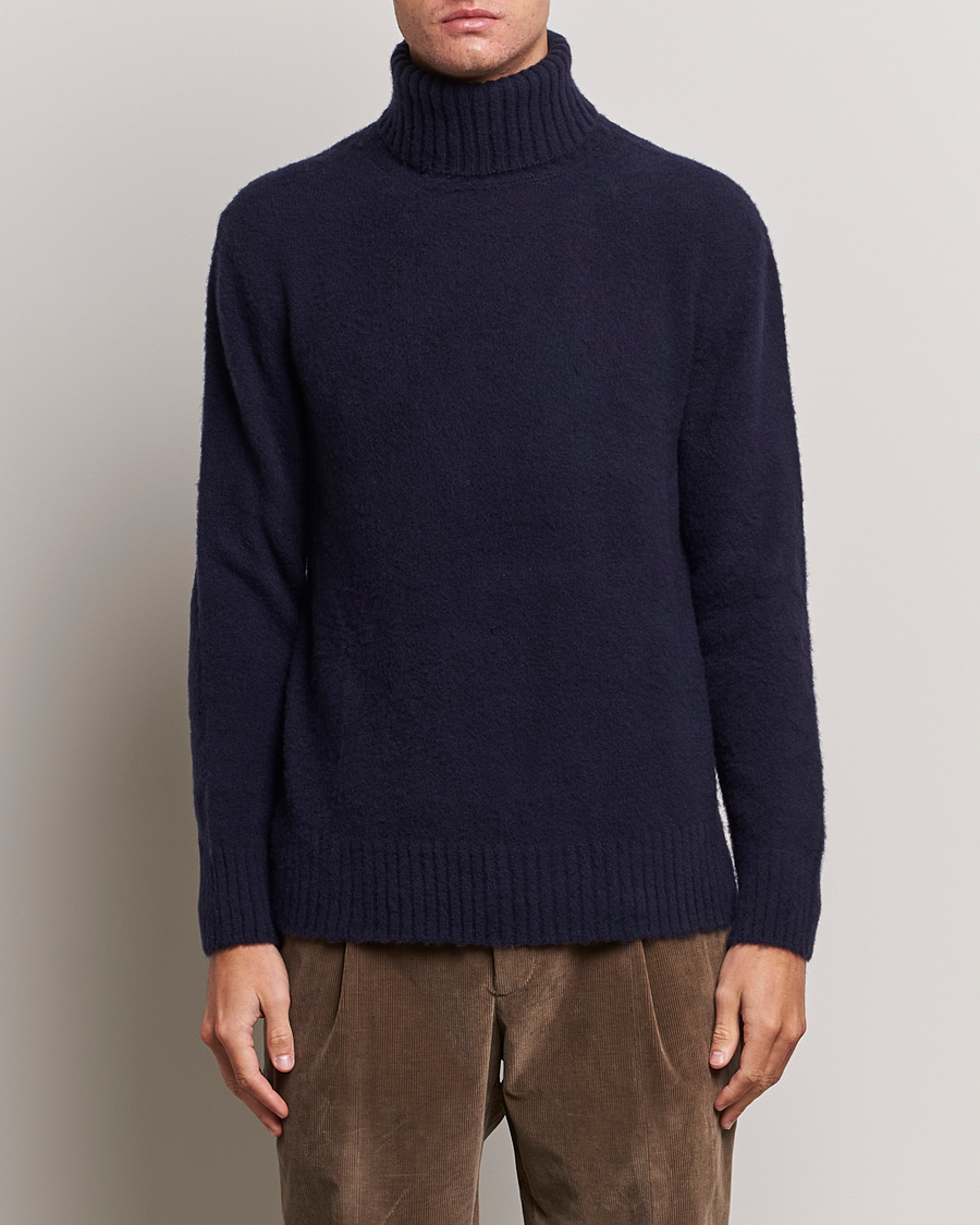 Herren | Pullover | Piacenza Cashmere | Brushed Wool Rollneck Navy