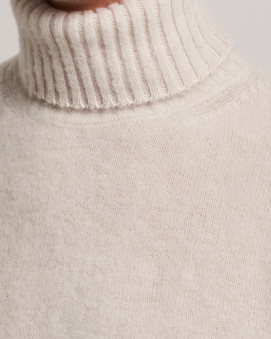 Herren | Pullover | Piacenza Cashmere | Brushed Wool Rollneck Beige
