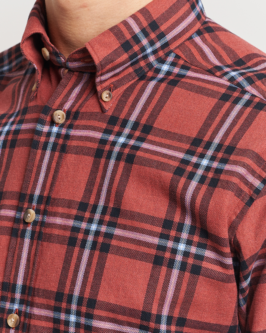 Herren | Hemden | Eton | Regular Fit Checked Flannel Shirt Red/Navy